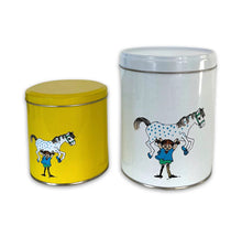 Afbeelding in Gallery-weergave laden, Pippi Langkous - blikken dozen/geel & wit