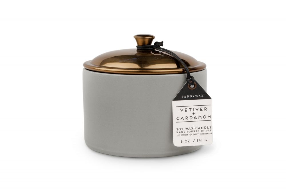 Kaars  in keramisch potje (141g) - Grey: vetiver + cardamom