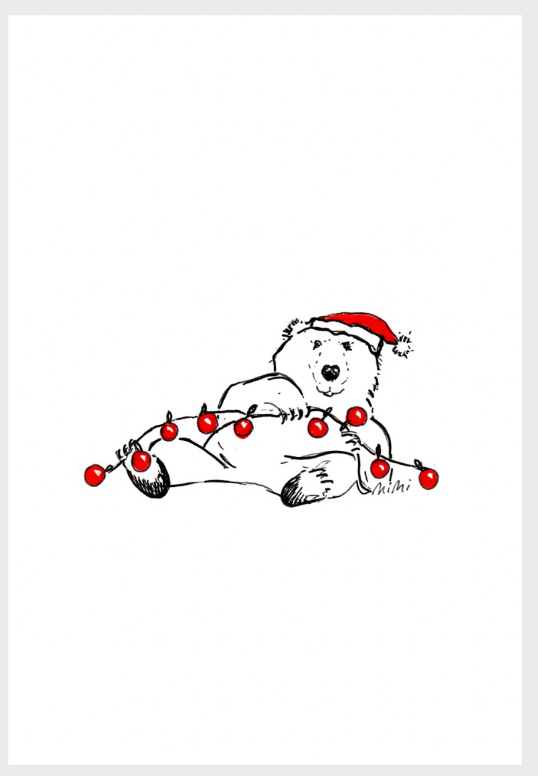 Kaartje & omslag - kerst/ijsbeer met lichtjes
