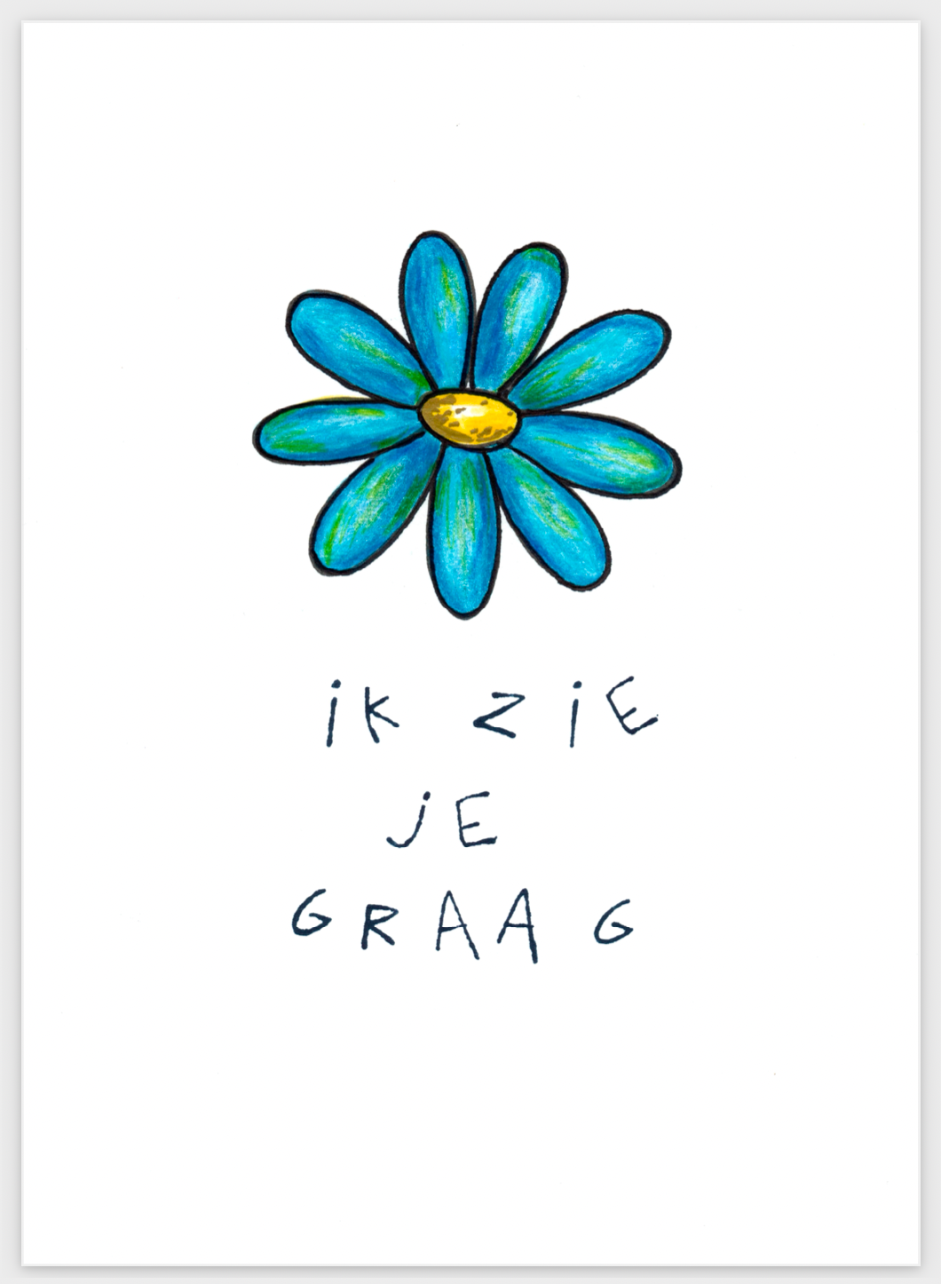 Kaartje & omslag - blauwe bloem